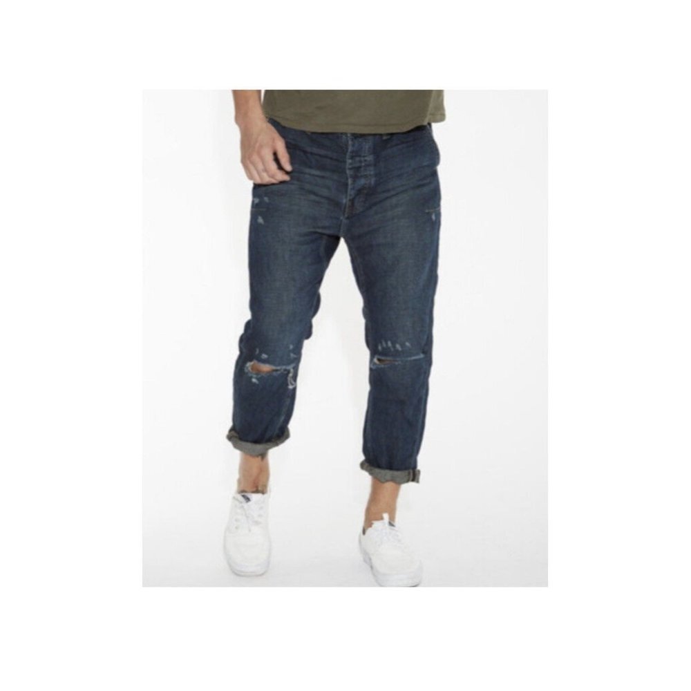 Man x‎ One Teaspoon Mens Cropped Indigo Distressed Mr Browns Jeans Size 32R